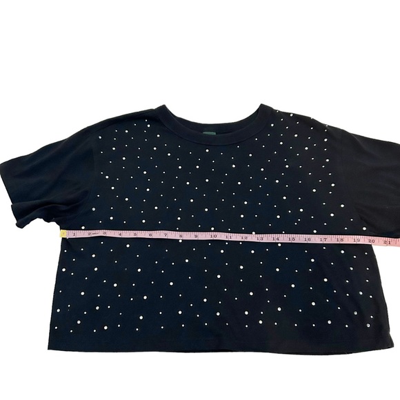 Wild Fable Black Boxy Cropped Embellished Crystal Front Top, Size Medium - Picture 6 of 9